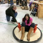 Flossie enjoys a nearly-friction-free environment on the hovercraft. Making Things Fly camp, December, 2018